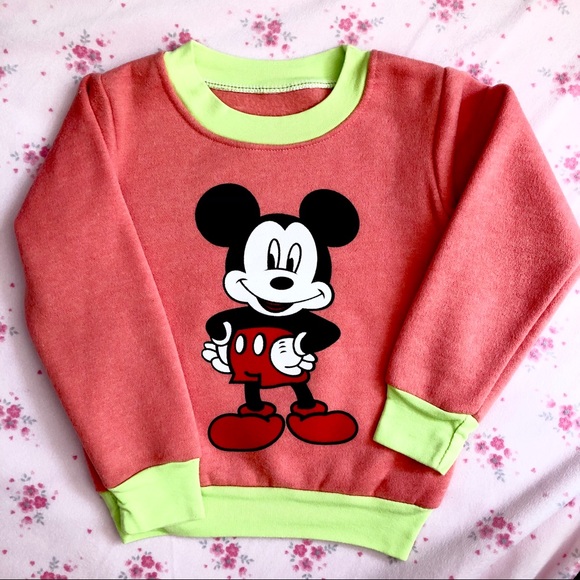 Mikey Mouse 2 Pieces Orange Fleece Set 4T - Picture 3 of 8